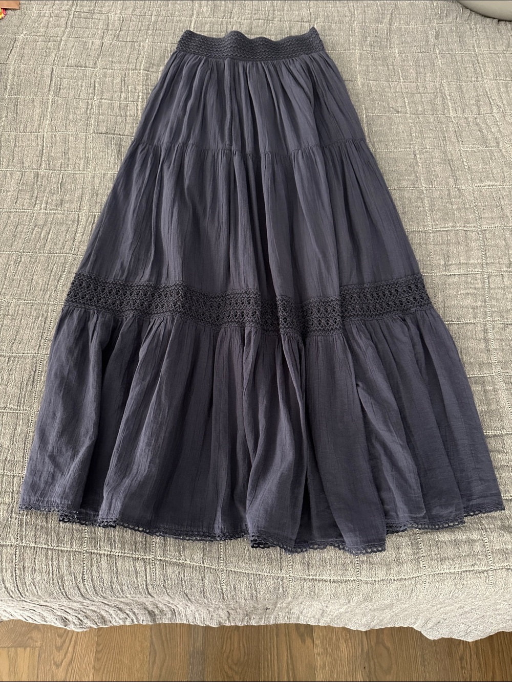 Women’s Navy Tiered Maxi Skirt - Elegant Casual